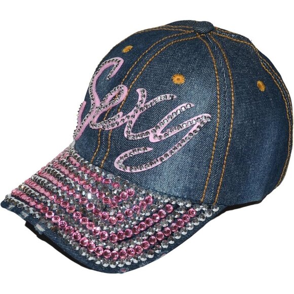 Women Girls Denim Baseball Cap Rhinestone Bling Distressed Sun Hat Gift main image 7